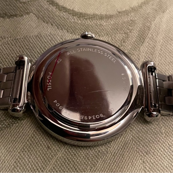 New Fossil Rhinestone Details Stainless Steel Watch Christmas Holiday Cheer Tin - Picture 5 of 16